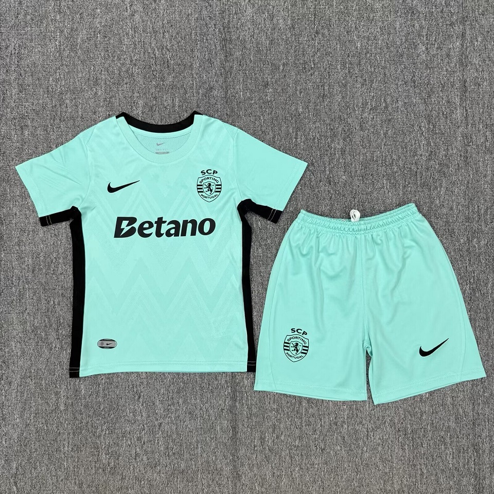 Kids-Sporting Lisbon 25/26 Third Mint Green Soccer Jersey